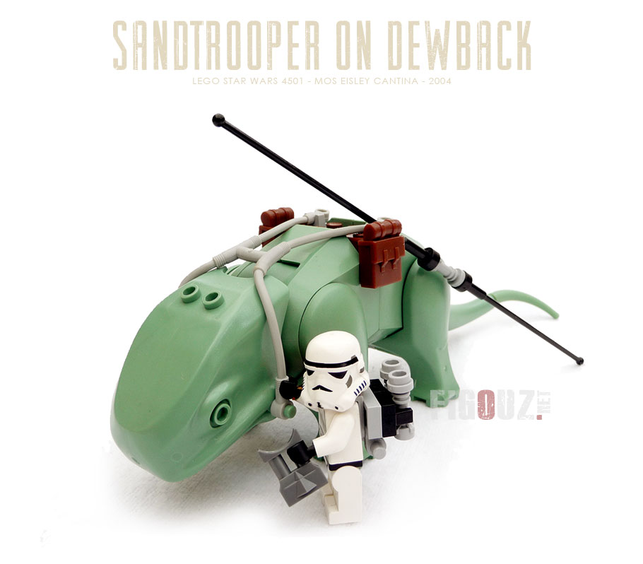 Le Sandtrooper menant son Dewback par la bride !