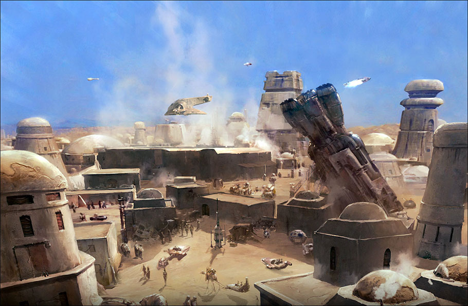 Le spatioport de Mos Eisley sur la planète désertique Tatooine !