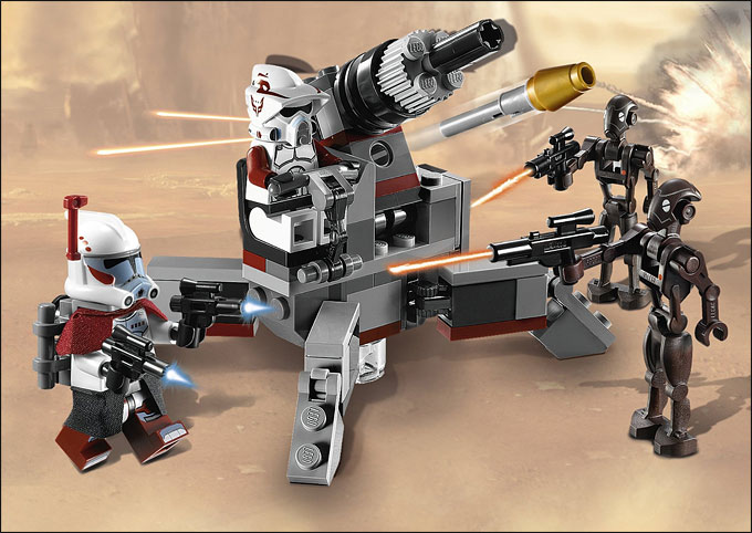 Scène illustrant le set 9488 Elite Clone Trooper & Commando Droid Battle Pack
