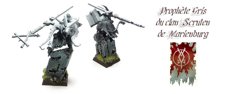 Proph&egrave;te Gris Skaven plac&eacute; sur une colonne de pierre - WIP