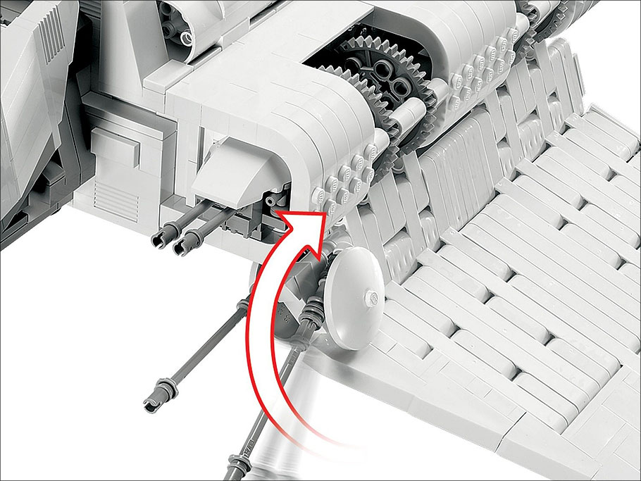 Zoom sur les canons laser et le système de fixation des ailes