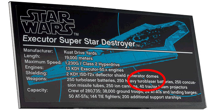 La coquille du sticker de la plaque de présentation du set 10221 Super Star Destroyer Executor LEGO