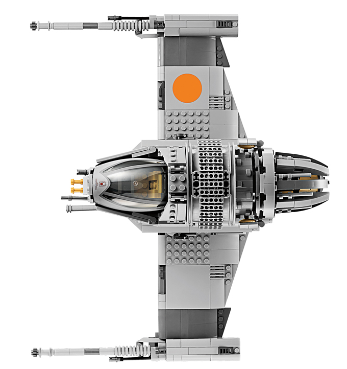 Vue de dessus du set UCS 10227 B-Wing Starfighter