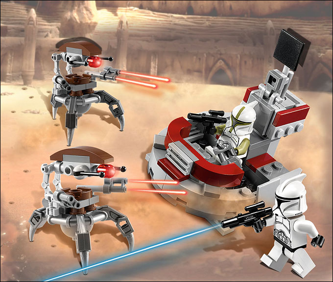 Scène illustrant le set 75000 Clone Troopers & Droidekas Battle Pack