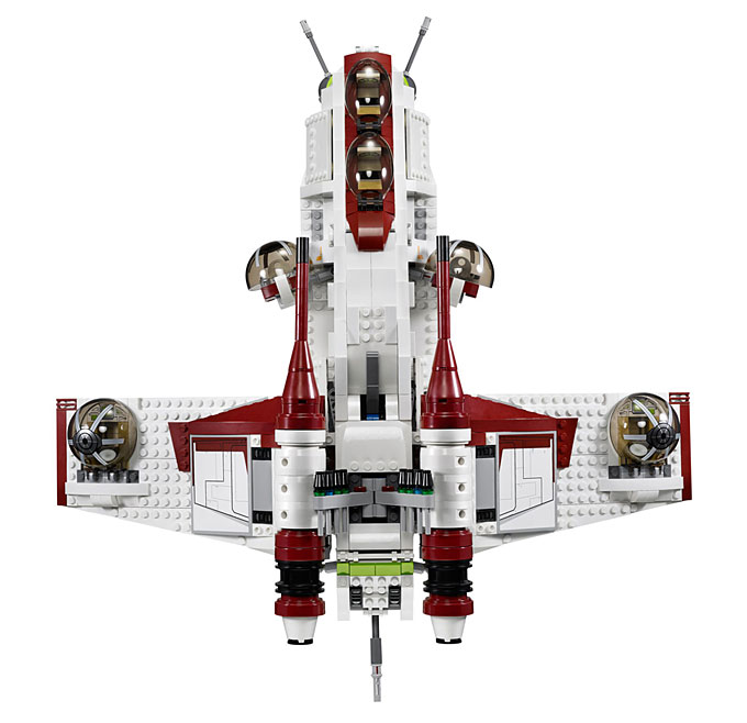 Vue de dessus du Republic Gunship 75021