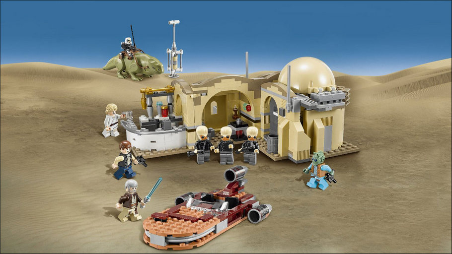 Scène illustrant la boîte du set 75052 Mos Eisley Cantina