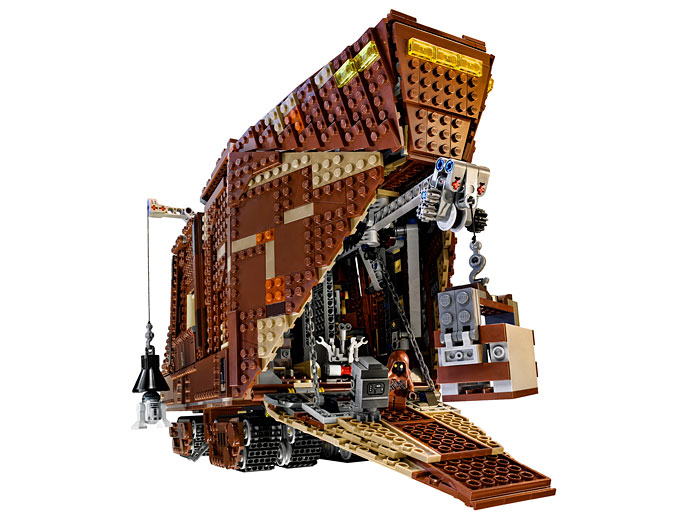 Autre vue du set UCS 75059 Sandcrawler, ses fonctionnalité et ses accessoires