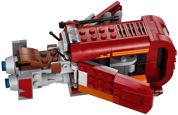 Vue détaillée du Speeder de Rey du set Lego 75099