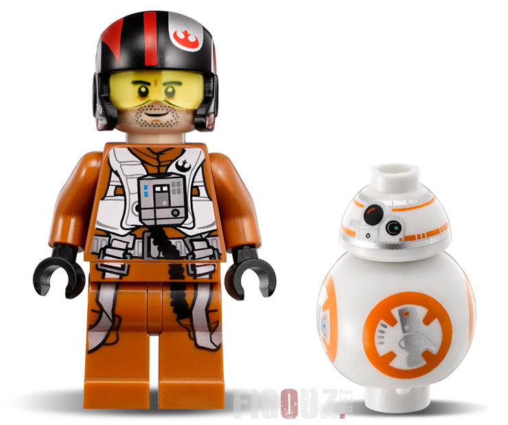 Les minifigurines de Poe Dameron & son Droïde Astromech BB-8 du set 75102