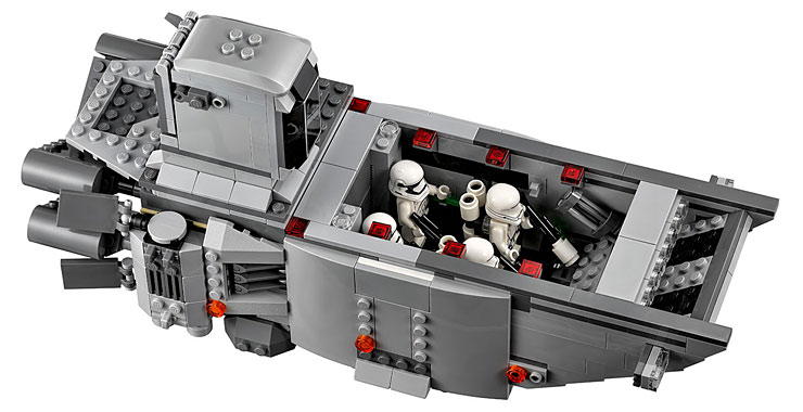 Vue détaillée du transport de troupes du Premier Ordre du set Lego 75103
