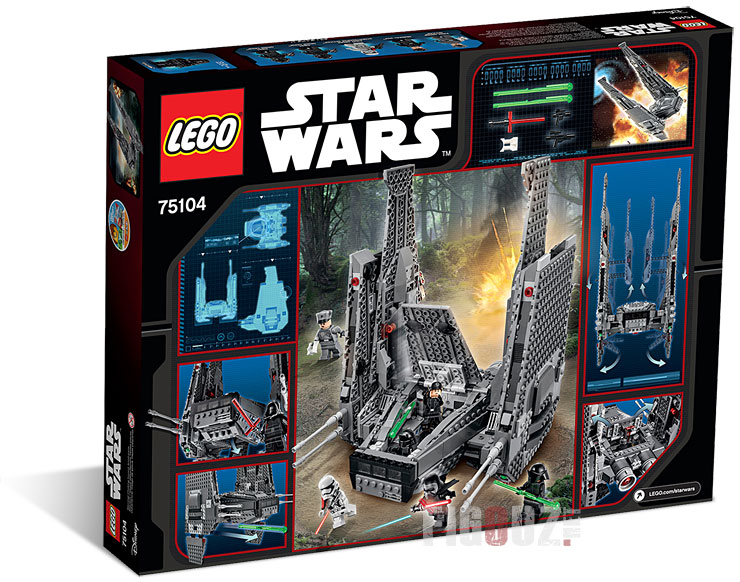 Le dos de la boîte du set 75104 Kylo Ren's Commande Shuttle