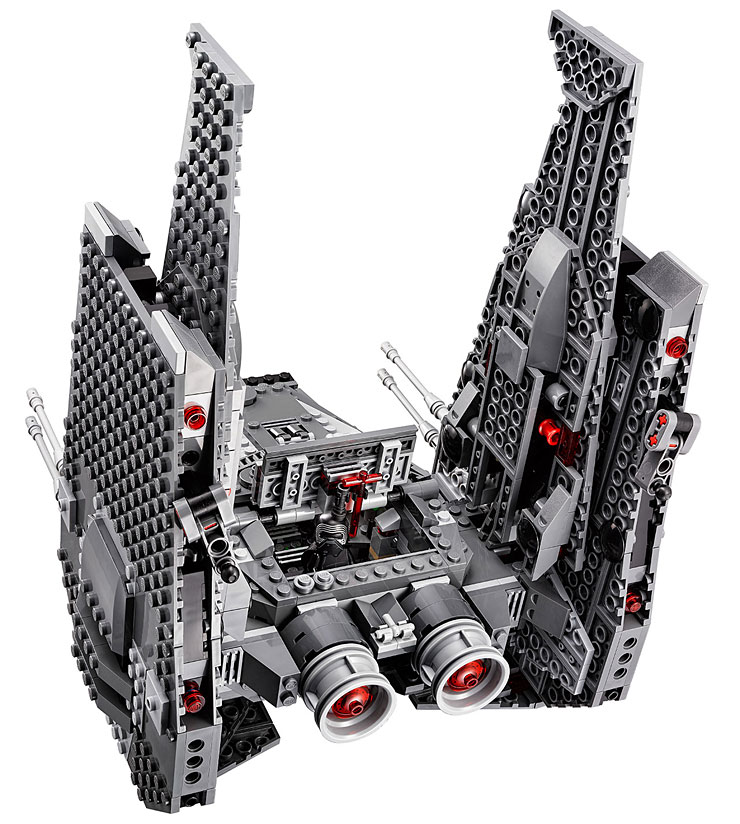 Vue détaillée de la navette de commandement de Kylo Ren du set Lego 75104