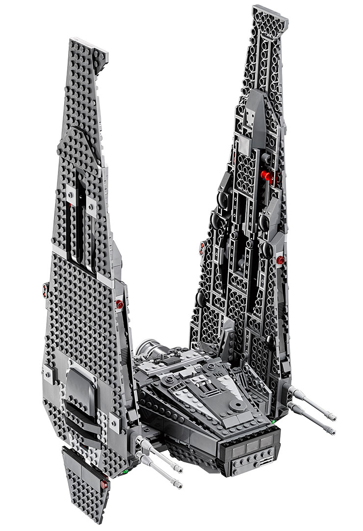 Vue détaillée de la navette de commandement de Kylo Ren du set Lego 75104