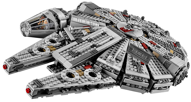 Vue détaillée du nouveau Faucon Millenium du set Lego 75105