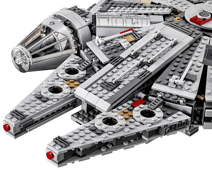 Vue détaillée du nouveau Faucon Millenium du set Lego 75105