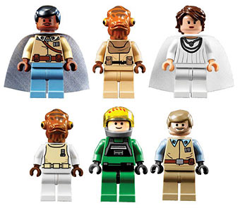 Minifigurines du set LEGO Star War 7754 Home One Mon Calamari Star Cruiser