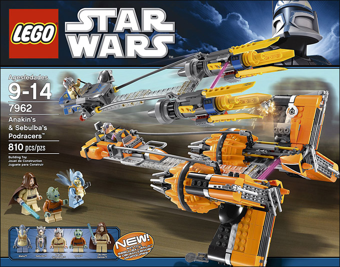 Le visuel de la Boîte du set 7962 Anakin's & Sebulba's Podracers