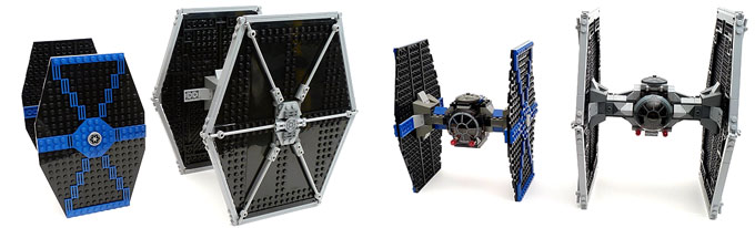 Comparaison du TIE Fighter 7262 de 2005 et du 9492 de 2012