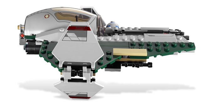 Vue de profil du Eta-2 Actis-class light interceptor Jedi du set 9494 Anakin's Jedi Interceptor