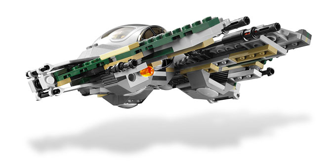 Vue du dessous du Eta-2 Actis-class light interceptor Jedi du set 9494 Anakin's Jedi Interceptor