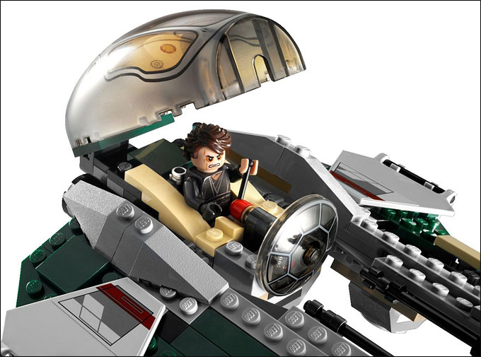 Vue du cockpit du Eta-2 Actis-class light interceptor Jedi du set 9494 Anakin's Jedi Interceptor