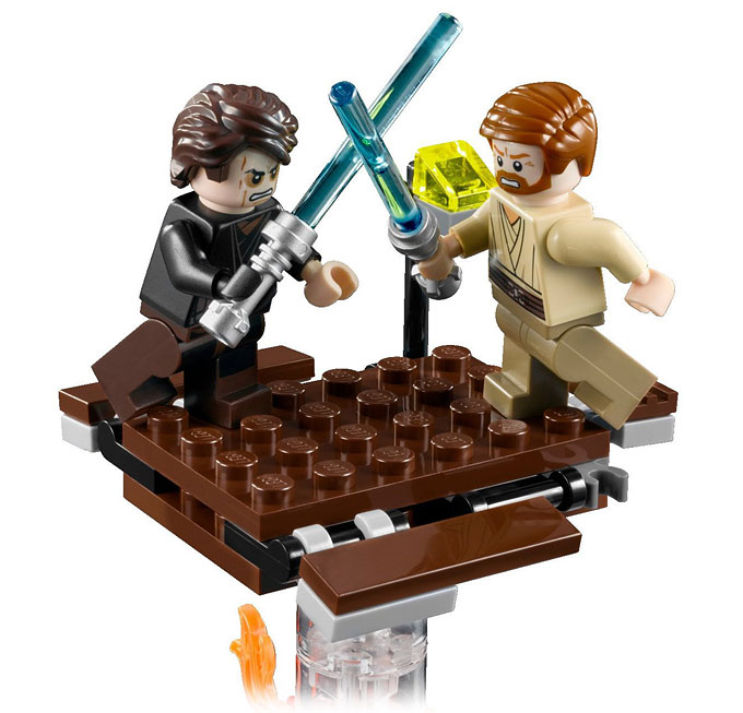 Scénette du combat entre Anakin Skywalker et Obi-Wan Kenobi au dessus du fleuve de lave de Mustaphar