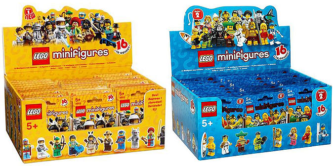 Les boites des séries 1 & 2 de minifigs à collectionner !