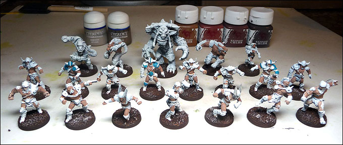 Peinture des socles des CH'NORD Raiders - Équipe Blood Bowl