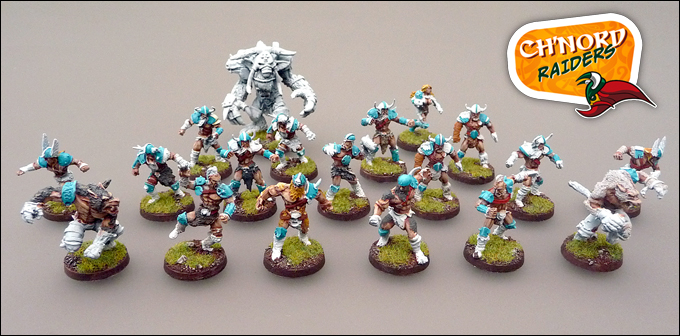 WIP de la peinture de mon équipe de Nordiques pour Blood Bowl : Les Ch'Nord Raiders !