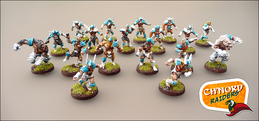 WIP de la peinture de mon équipe de Nordiques pour Blood Bowl : Les Ch'Nord Raiders !