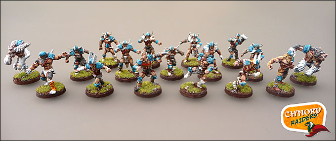 WIP de la peinture de mon équipe de Nordiques pour Blood Bowl : Les Ch'Nord Raiders !