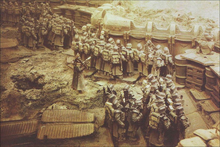 Les unités d'infanterie dans leurs tranchées avant l'assaut