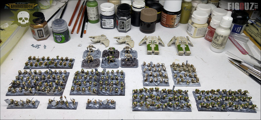 Death Guard Pre-Heresy - Les formations d'infanterie de ma première liste Death Guard en cours de peinture