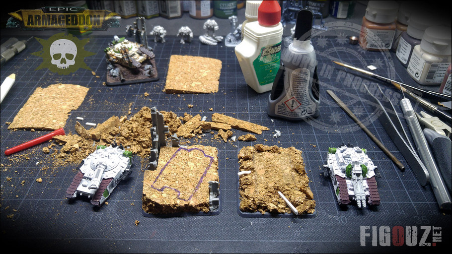 Death Guard Pre-Heresy - Création de socles scéniques pour un Fellglaive & un Falchion