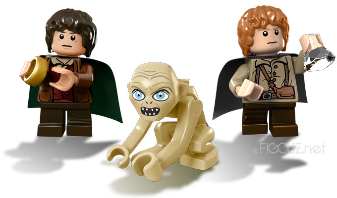 Les minifigurines du set 9470 : Sam, Frodon & Gollum