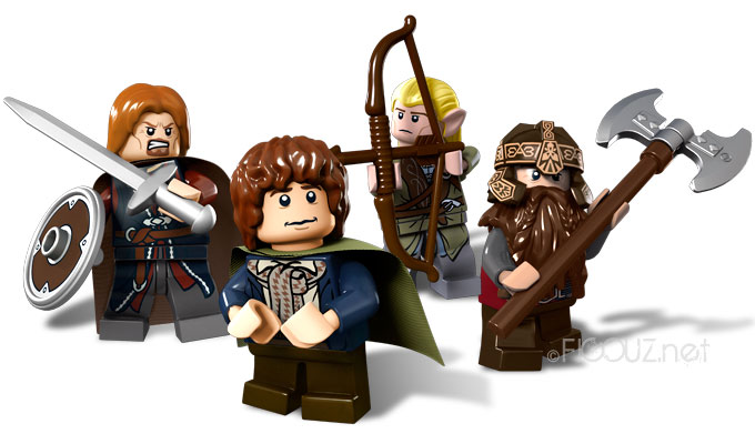 Les minifigurines du set 9473 : Pippin, Boromir, Legolas & Gimli