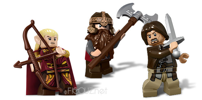 Les minifigurines du set 9474 : Aragorn, Gimli & Haldir
