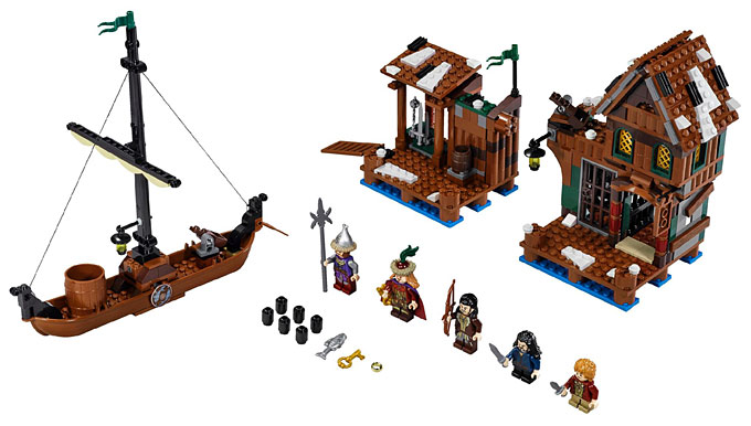 Le contenu et les minifigurines du set 79013 Lake Town Chase