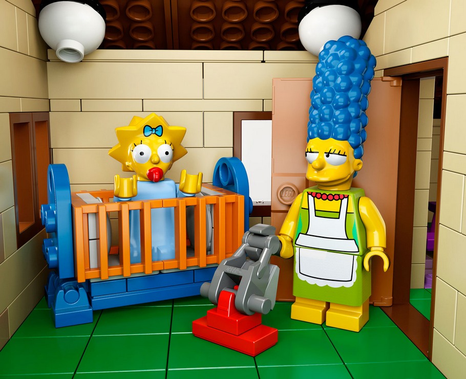 Les détails de l'aménagement de la chambre de Maggie dans la maison LEGO Simpson