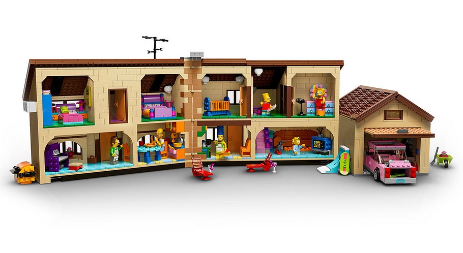 Vue de l'intérieur aménagé de la maison LEGO des Simpsons