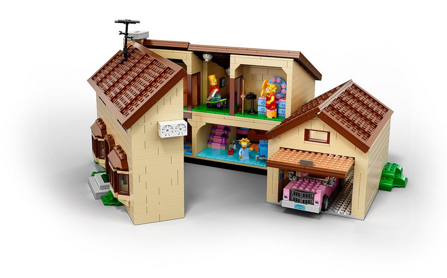 Le système d'ouverture de la maison des Simpsons LEGO permettant d'accéder à l'intérieur aménagé