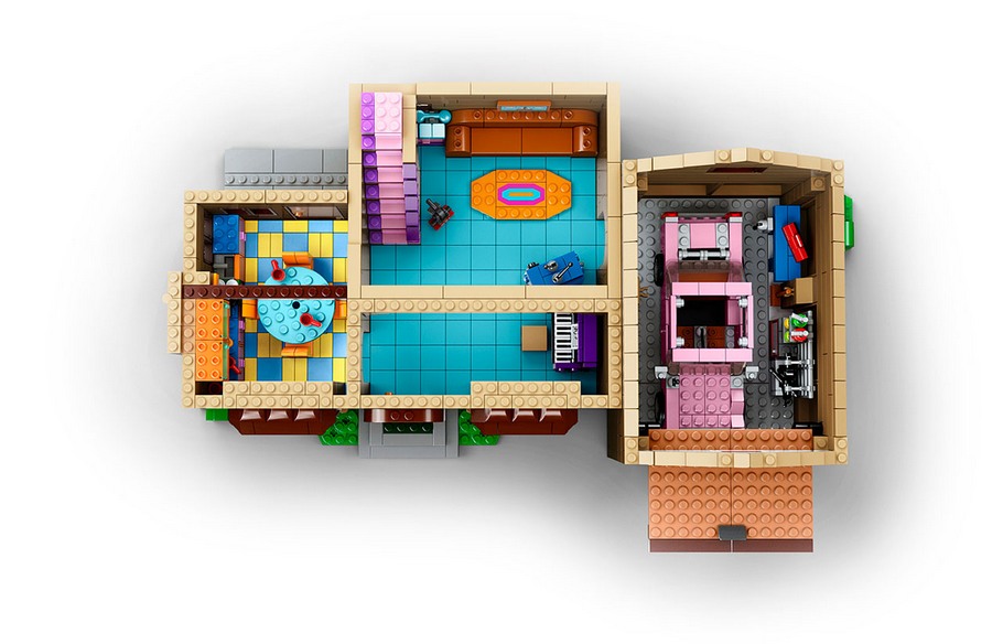 Vue de l'intérieur aménagé du rez-de-chaussé de la maison des Simpson LEGO