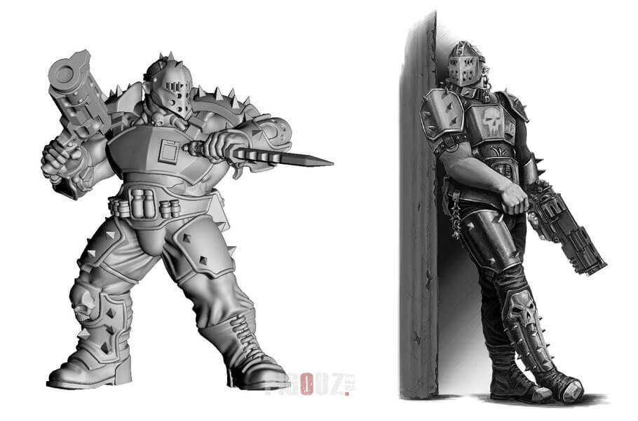 Concept & figurine de Krotos Hark, Ex-House Goliath Bounty Hunter