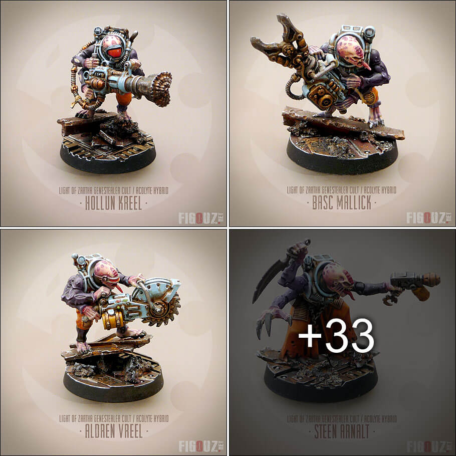 Les photos en gros plans des Acolyte Hybrids du Culte Genestealer de la Lumière de Zartha