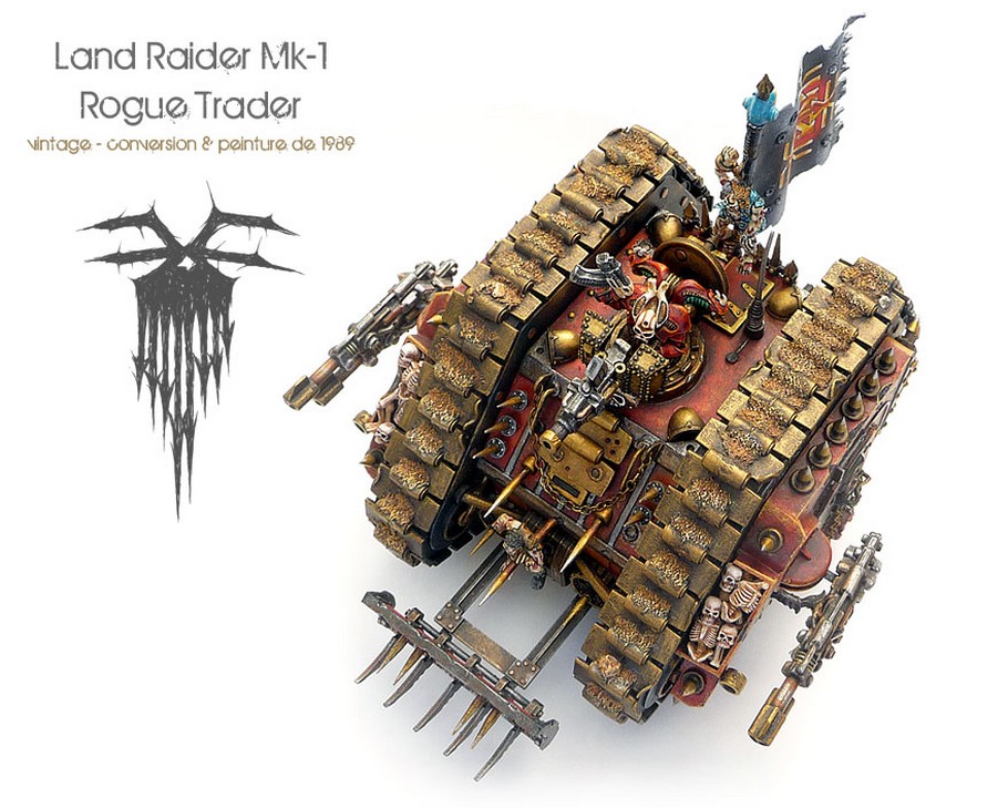 Land Raider Mk-1 Rogue Trader converti et peint aux couleurs des World Eaters de Khorne en 1988