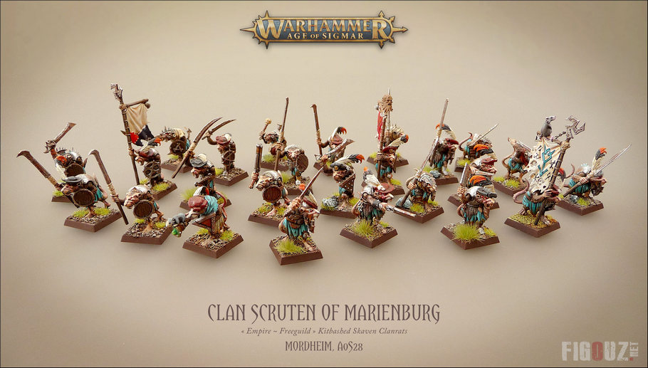 Nouvelles photos des figurines de mon Clan Scruten de Marienburg - Armée Skaven convertie dans le style Empire